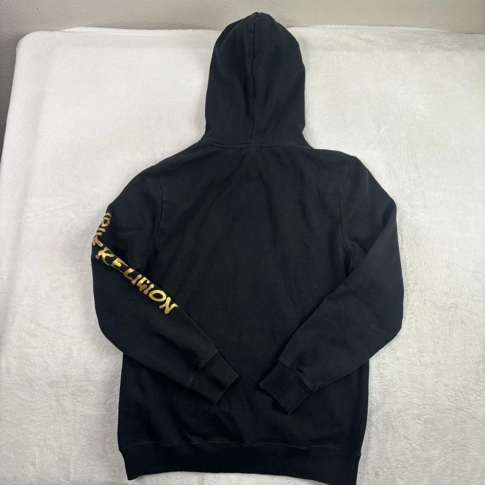 True Religion Black Gold‎ Pullover Fleece Long Sleeve Hoodie Men's Small
